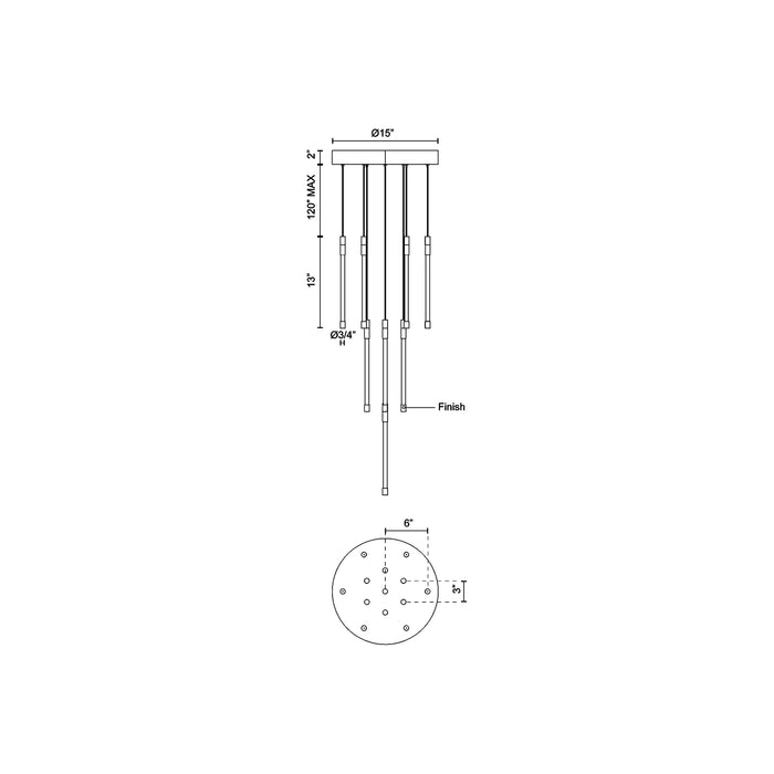 Motif Round LED Pendant Light - line drawing.