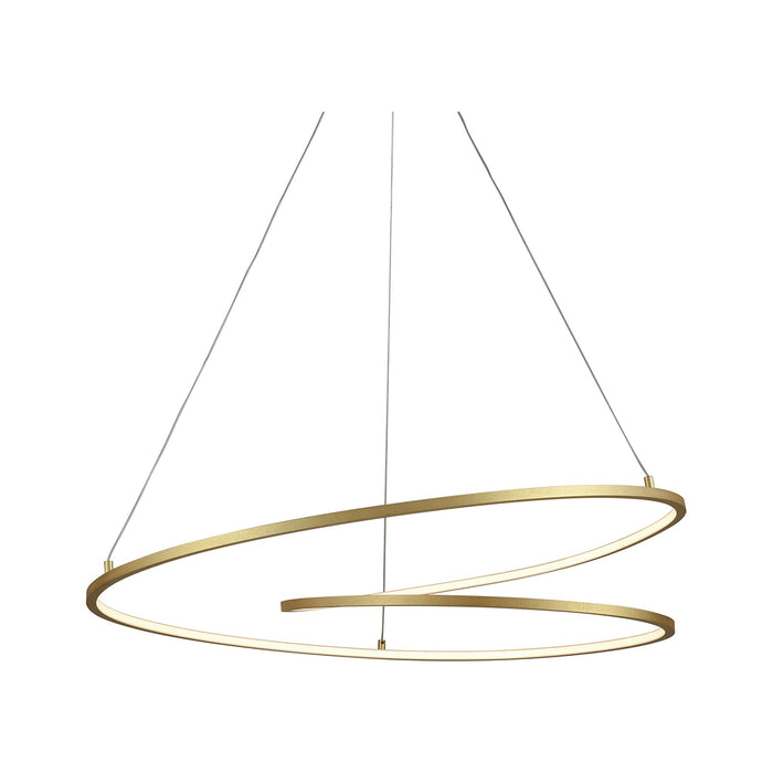 Twist LED Pendant Light in Large/Antique Brass.