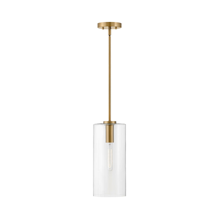Lane Pendant Light in Lacquered Brass/Clear.
