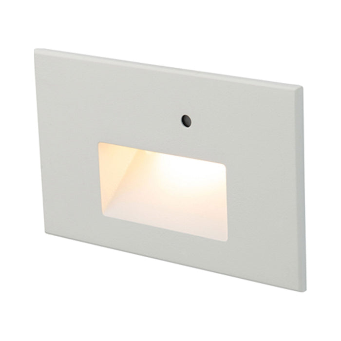 LED Step Light with Photocell in White on Aluminum (Horizontal).