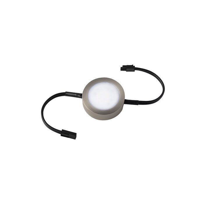 LED Undercabinet Puck Light in Brushed Nickel (1 Single Wired Puck Light with Cord).