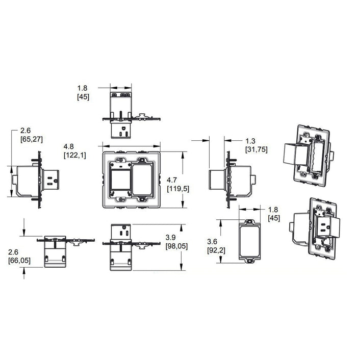 adorne® Pop-Out Outlet - line drawing.