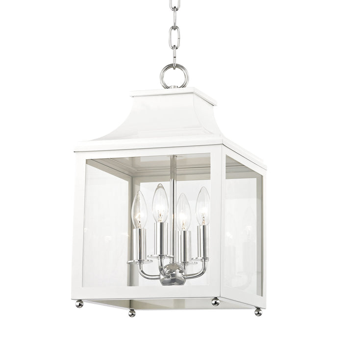 Leigh Pendant Light in Polished Nickel / Soft Off White (Small).