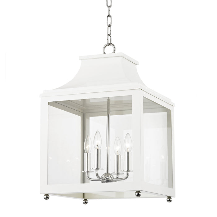 Leigh Pendant Light in Polished Nickel / Soft Off White (Large).