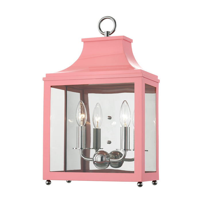Leigh Wall Light in Polished Nickel / Pink.