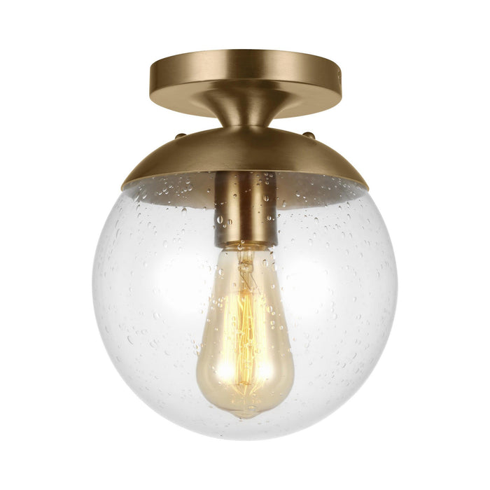 Leo Ceiling / Wall Light in Clear Seeded/Satin Brass.