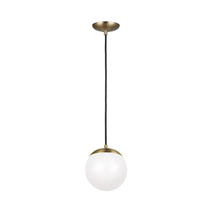 Leo Pendant Light in 8"/Integrated LED/Satin Brass / Smooth White.