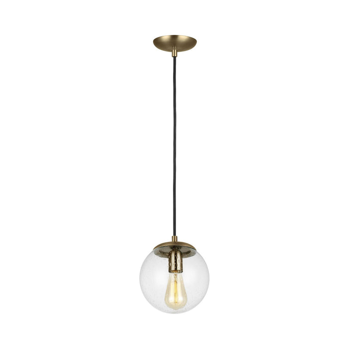 Leo Pendant Light in 8"/Incandescent/Satin Brass / Clear Seeded.
