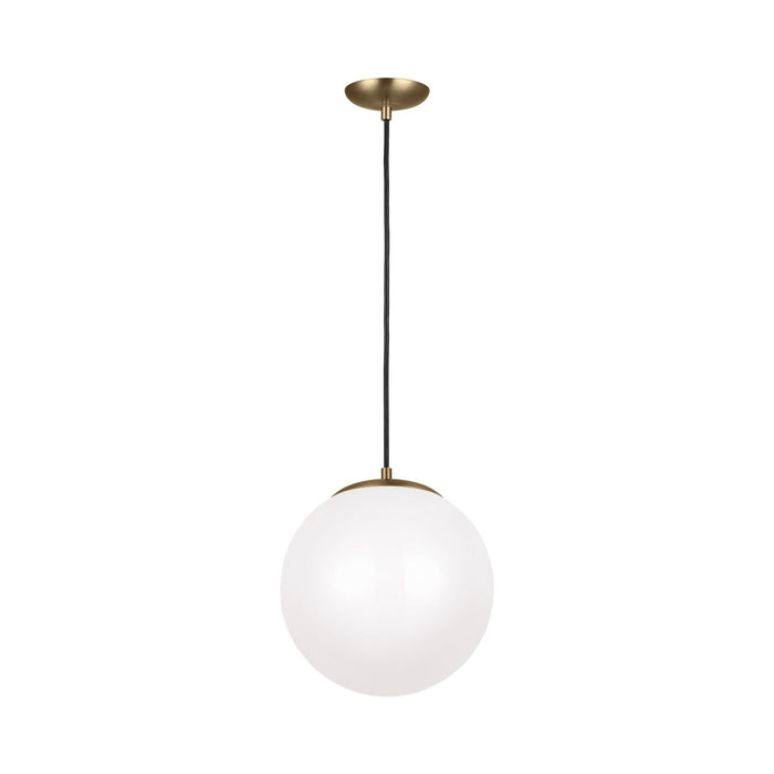 Leo Pendant Light in 12"/Integrated LED/Satin Brass / Smooth White.