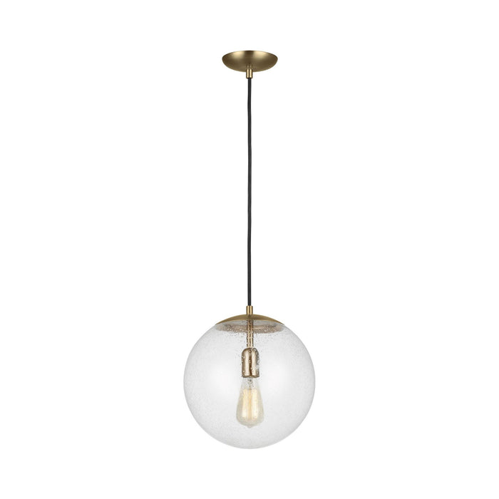 Leo Pendant Light in 12"/Incandescent/Satin Brass / Clear Seeded.