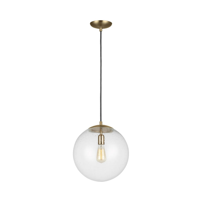 Leo Pendant Light in 14"/Incandescent/Satin Brass / Clear Seeded.