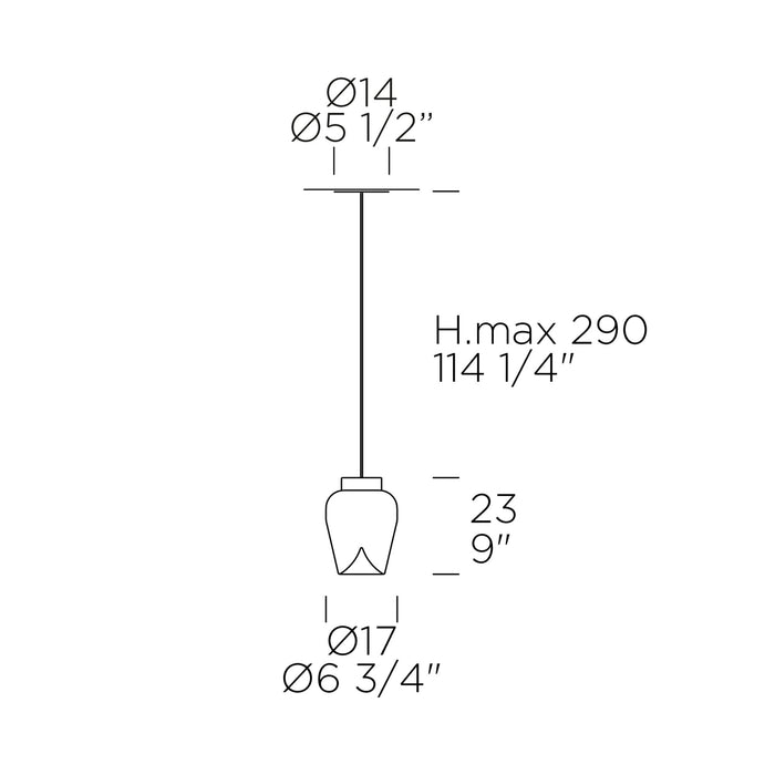 Aella Thin S LED Pendant Light - line drawing.