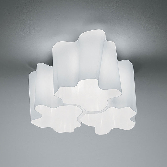 Logico Semi-Flush Mount Ceiling Light in Milky White /Pale Grey/Mini Ceiling Triple Nested.