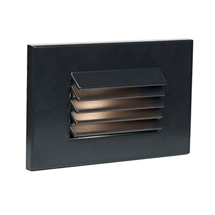 Louvered Rectangle LED Step and Wall Light in Black on Aluminum (Horizontal).