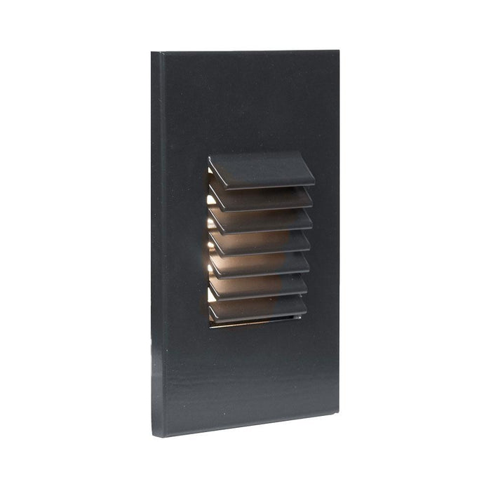 Louvered Rectangle LED Step and Wall Light in Black on Aluminum (Vertical).