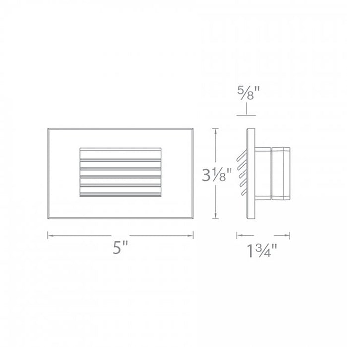 Louvered Rectangle LED Step and Wall Light - line drawing.