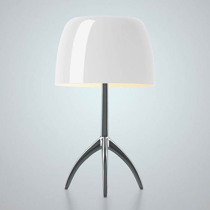 Lumiere Table Lamp in Aluminum/White/Large.