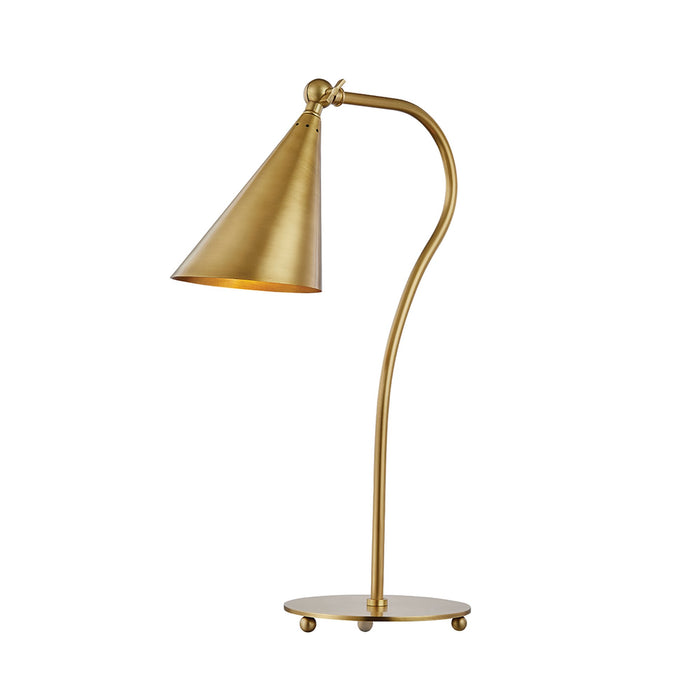 Lupe Table Lamp in Aged Brass.