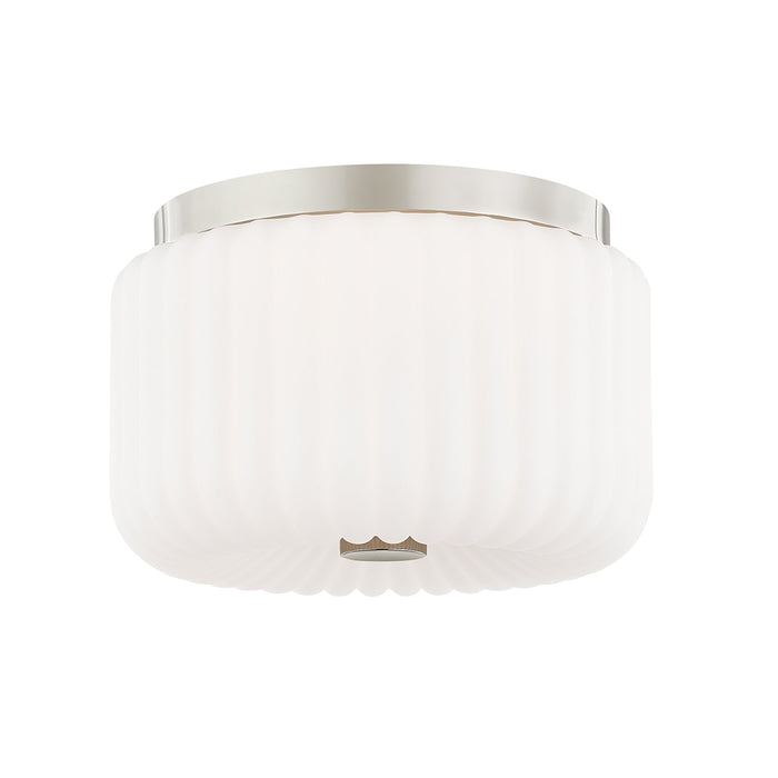 Lydia Flush Mount Ceiling Light in Polished Nickel.