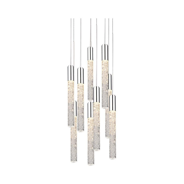 Magic Round LED Chandelier in 9-Light/Polished Nickel.