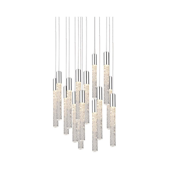 Magic Round LED Chandelier in 15-Light/Polished Nickel.