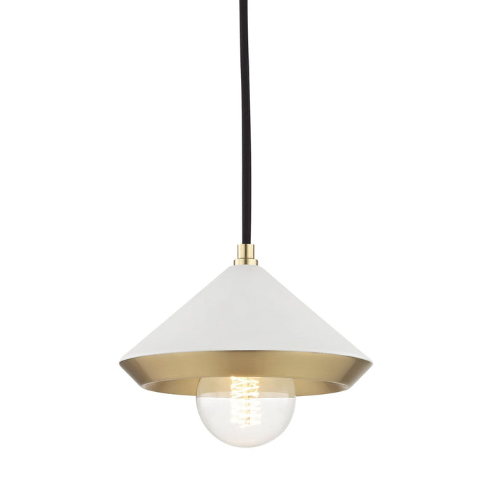 Marnie Pendant Light in Aged Brass / Off White/Small.