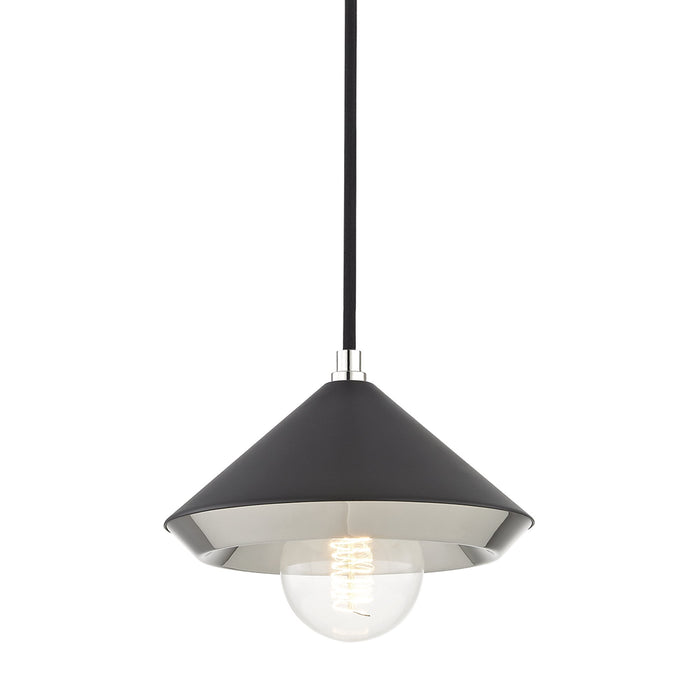 Marnie Pendant Light in Polished Nickel / Black/Small.