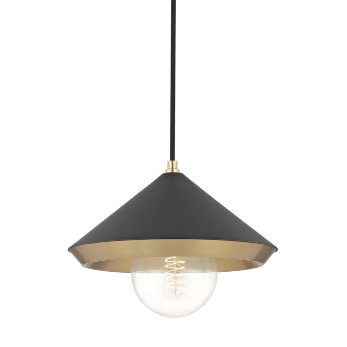 Marnie Pendant Light in Aged Brass / Black/Small.