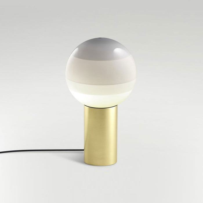Dipping Light LED Table Lamp in Off White/Brushed Brass/Medium.