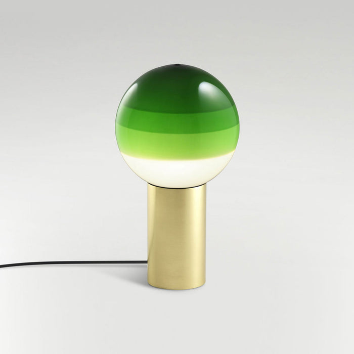 Dipping Light LED Table Lamp in Green/Brushed Brass/Medium.