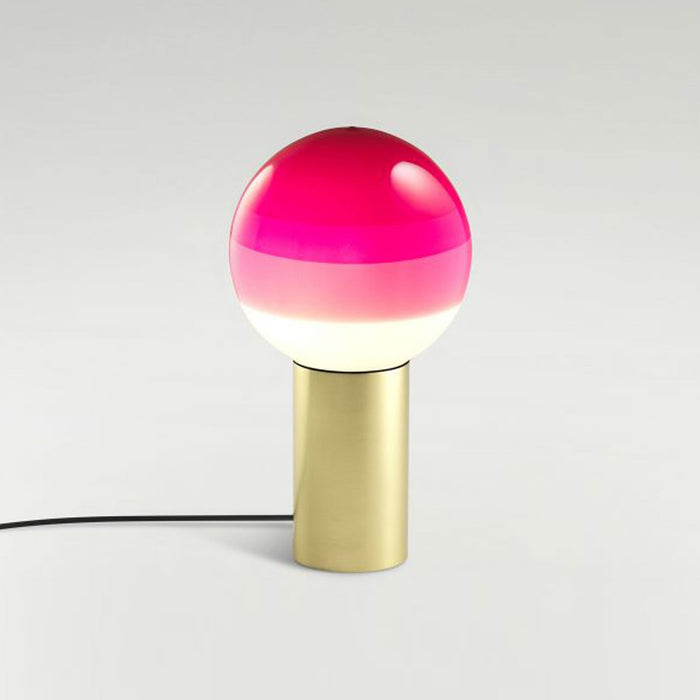 Dipping Light LED Table Lamp in Pink/Brushed Brass/Medium.