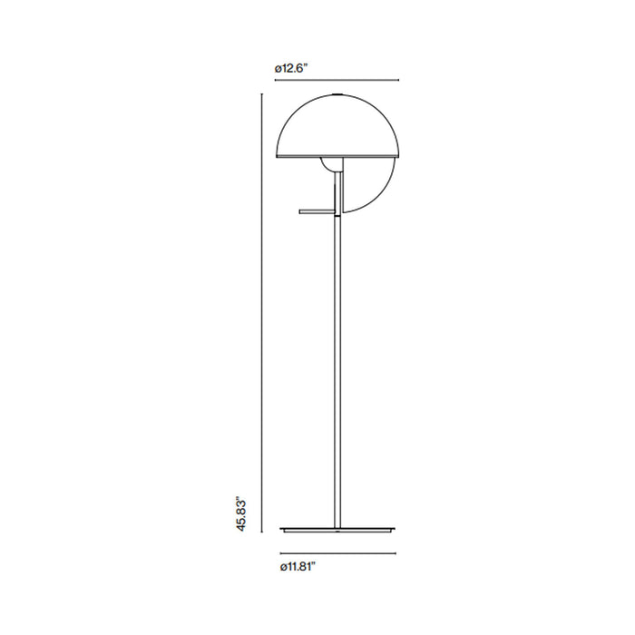 Theia P LED Floor Lamp - line drawing.