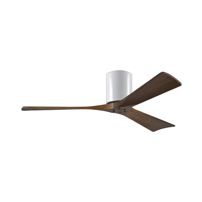 Irene IR3H Indoor / Outdoor Flush Mount Ceiling Fan in Gloss White/Walnut (52-Inch).