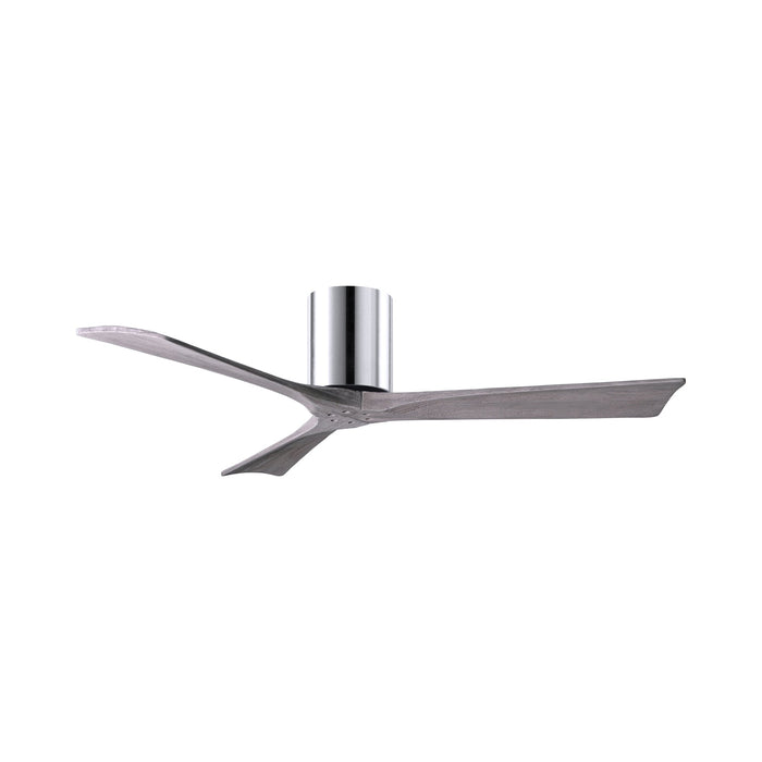 Irene IR3H Indoor / Outdoor Flush Mount Ceiling Fan in Polished Chrome/Barn Wood (52-Inch).