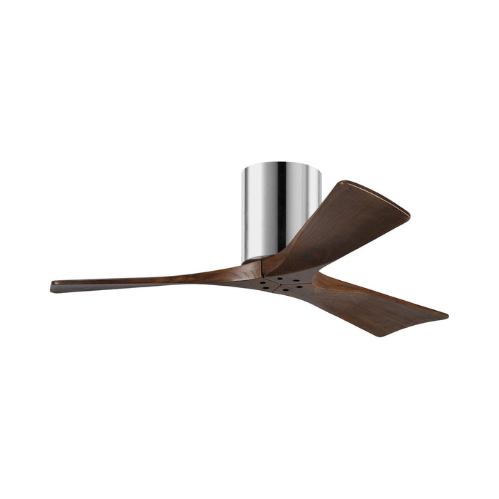 Irene IR3H Indoor / Outdoor Flush Mount Ceiling Fan in Polished Chrome/Walnut (42-Inch).