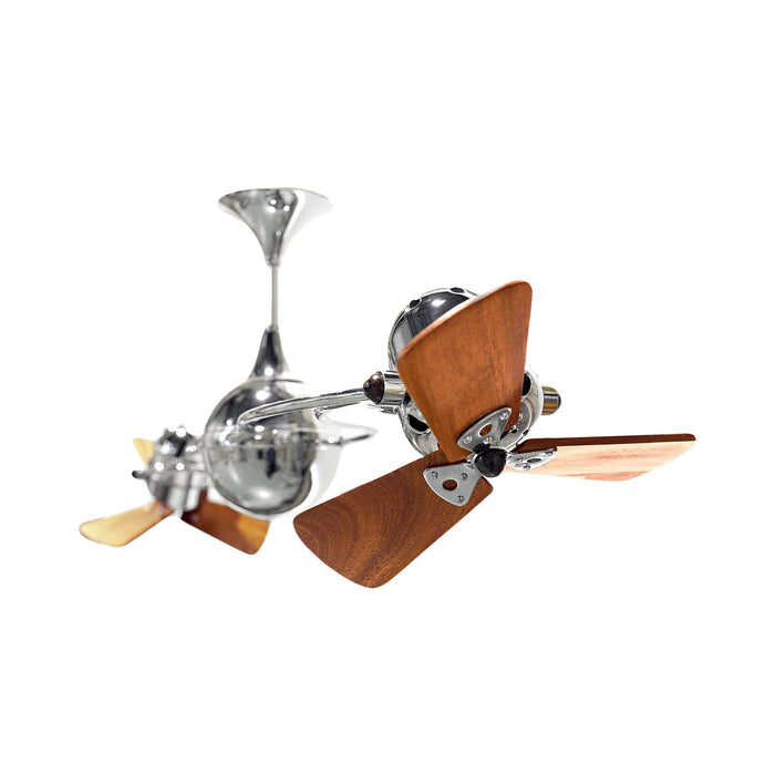 Italo Ventania Ceiling Fan in Polished Chrome/Wood.