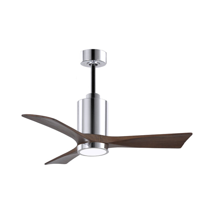 Patricia 3 Indoor / Outdoor LED Ceiling Fan in Polished Chrome/Walnut (42-Inch).