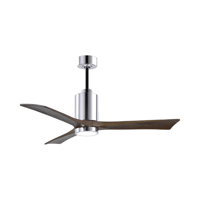 Patricia 3 Indoor / Outdoor LED Ceiling Fan in Polished Chrome/Walnut (52-Inch).