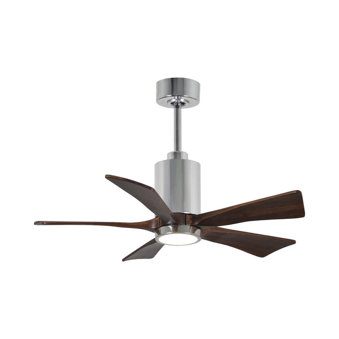 Patricia 5 Indoor / Outdoor LED Ceiling Fan in Polished Chrome/Walnut (42-Inch).