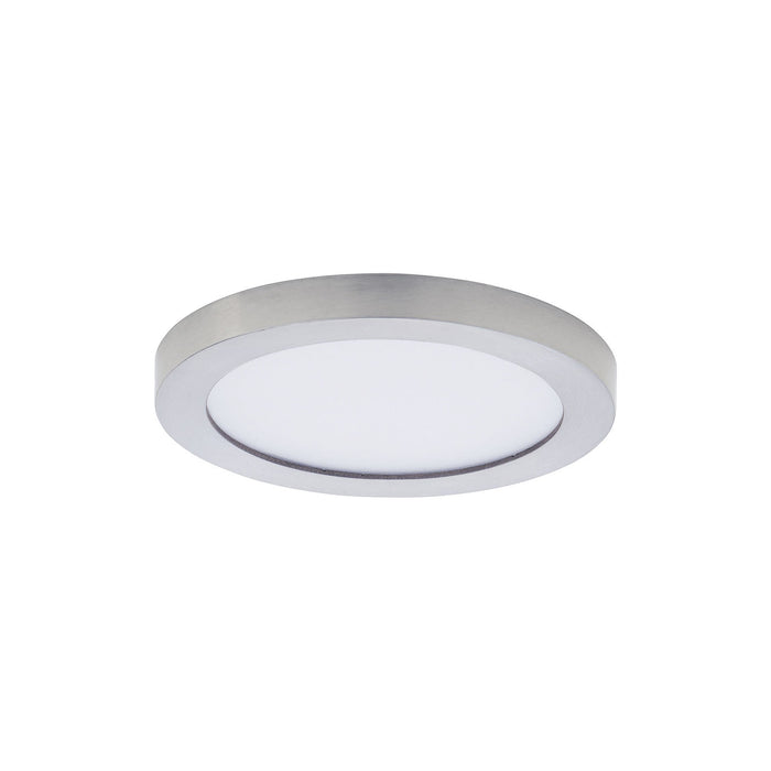 Chip LED Flush Mount Ceiling Light in Small/Round/Satin Nickel.