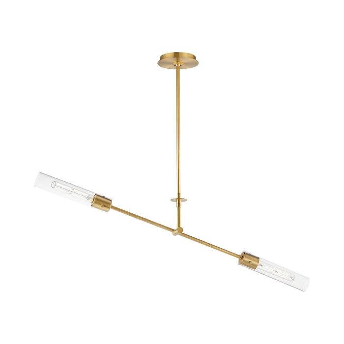 Equilibrium LED Linear Pendant Light in Natural Aged Brass.