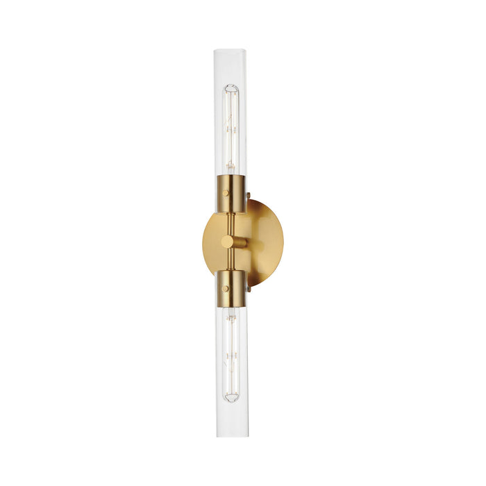 Equilibrium LED Wall Light in Natural Aged Brass.