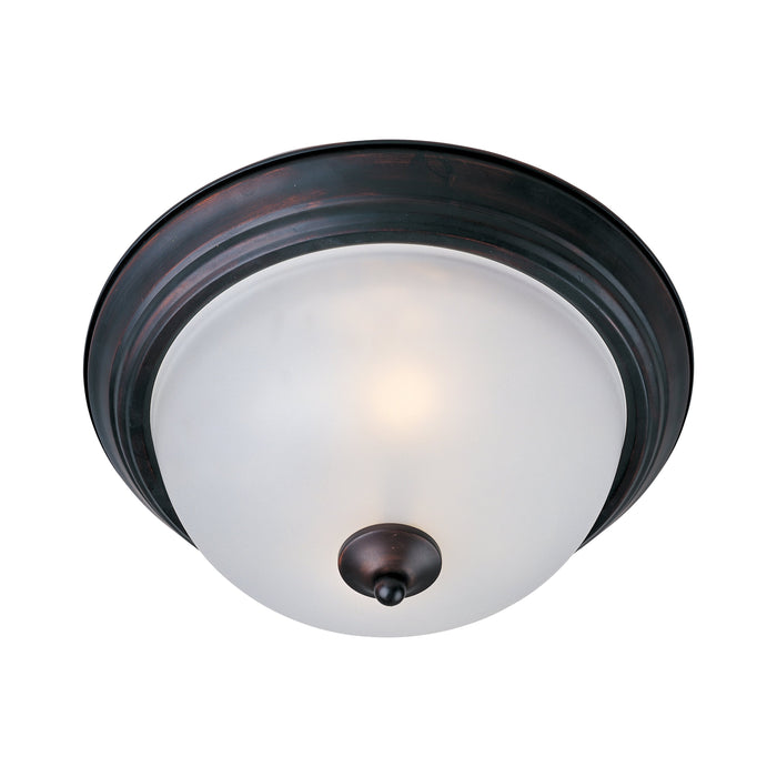 Essentials 584 Flush Mount Ceiling Light in Medium/Frosted/Oil Rubbed Bronze.