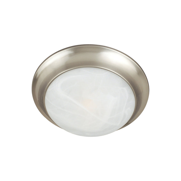 Essentials 585 Flush Mount Ceiling Light in 1-Light/Satin Nickel/Marble.