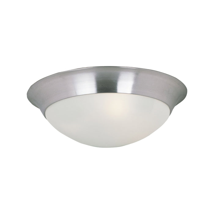 Essentials 585 Flush Mount Ceiling Light in 2-Light/Satin Nickel/Frosted.