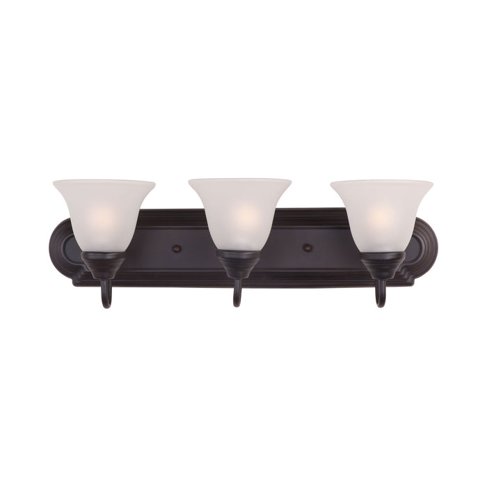Essentials 801 Bath Vanity Light in 3-Light/Frosted/Oil Rubbed Bronze.