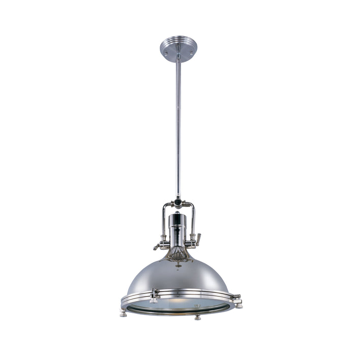 Hi-Bay Pendant Light in Frosted/Polished Nickel (17-Inch).