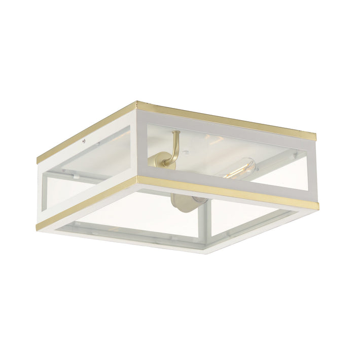 Neoclass Outdoor Flush Mount Ceiling Light in White/Gold.
