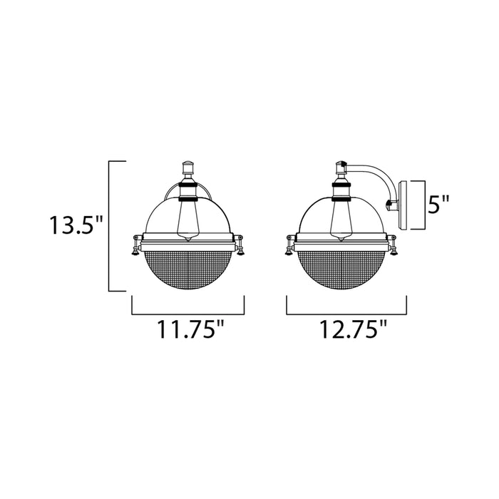 Portside Outdoor Wall Light - line drawing.