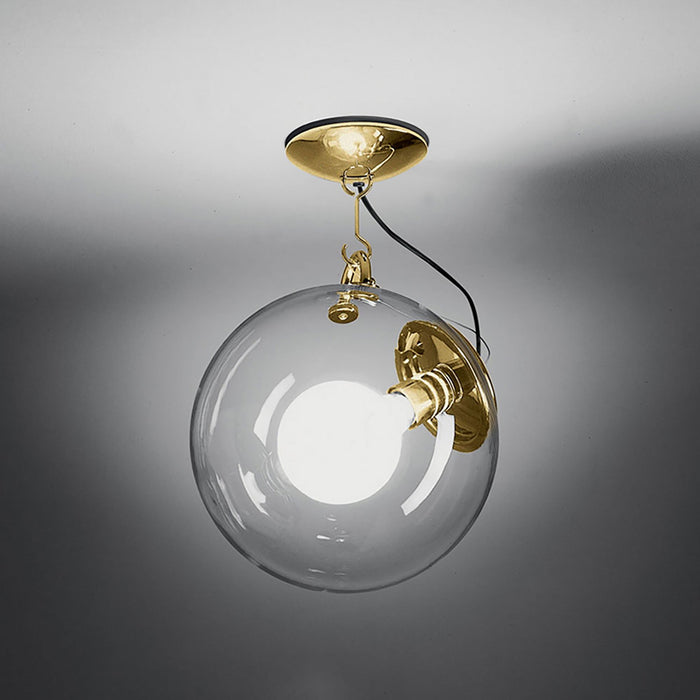Miconos Semi-Flush Mount Ceiling Light in Clear/Gold.